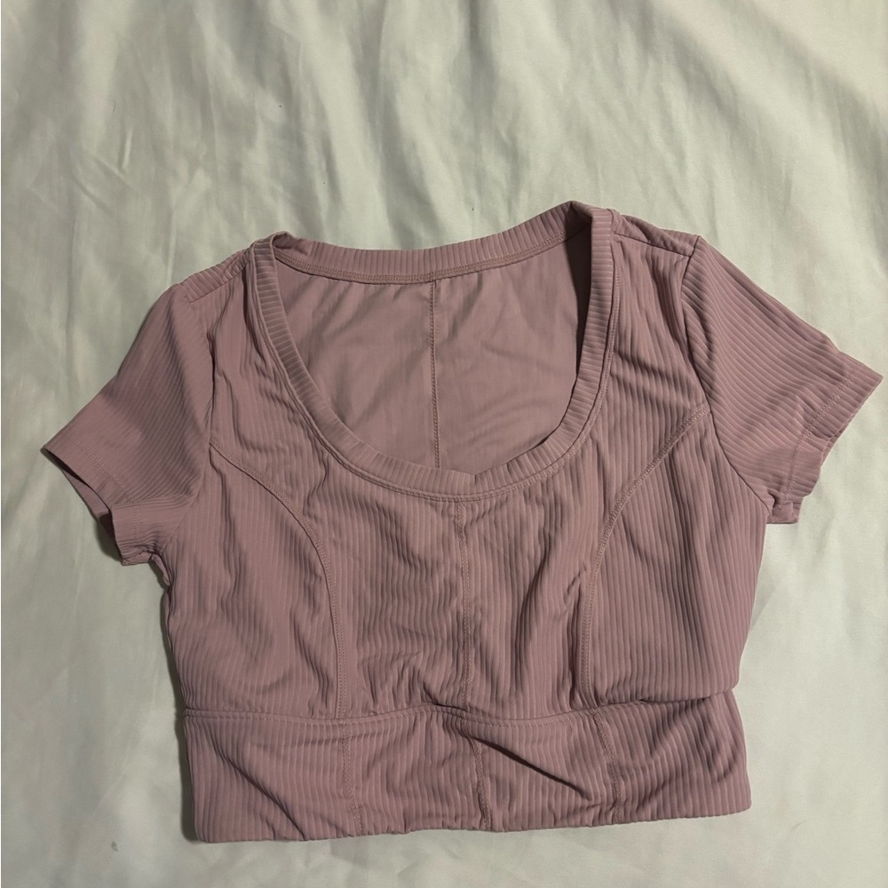 HALARA Pink Fitted Crop Top Short Sleeve